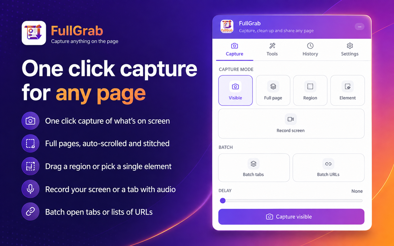 One click capture for any page